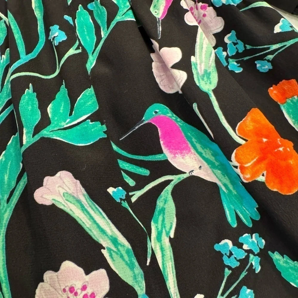 Kate Spade Hummingbird Silk Floating Blouse / tassle ties/  xxs